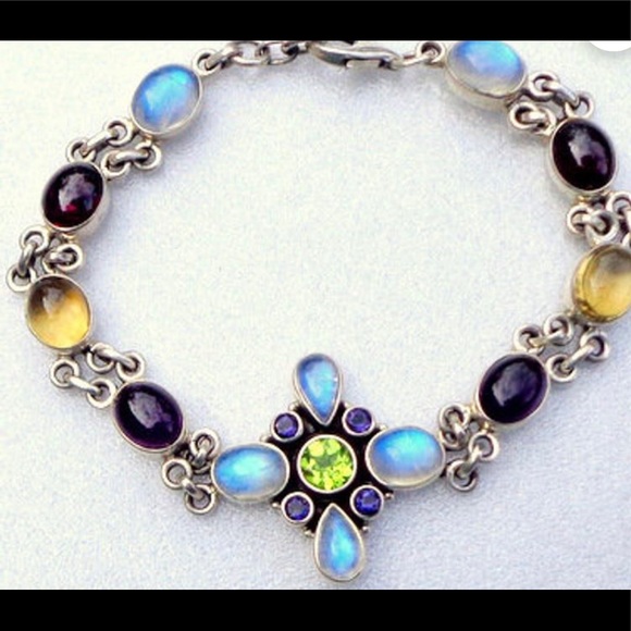 HP💕Vintage Nicky Butler Multi-Gem .925 Bracelet - Picture 2 of 6